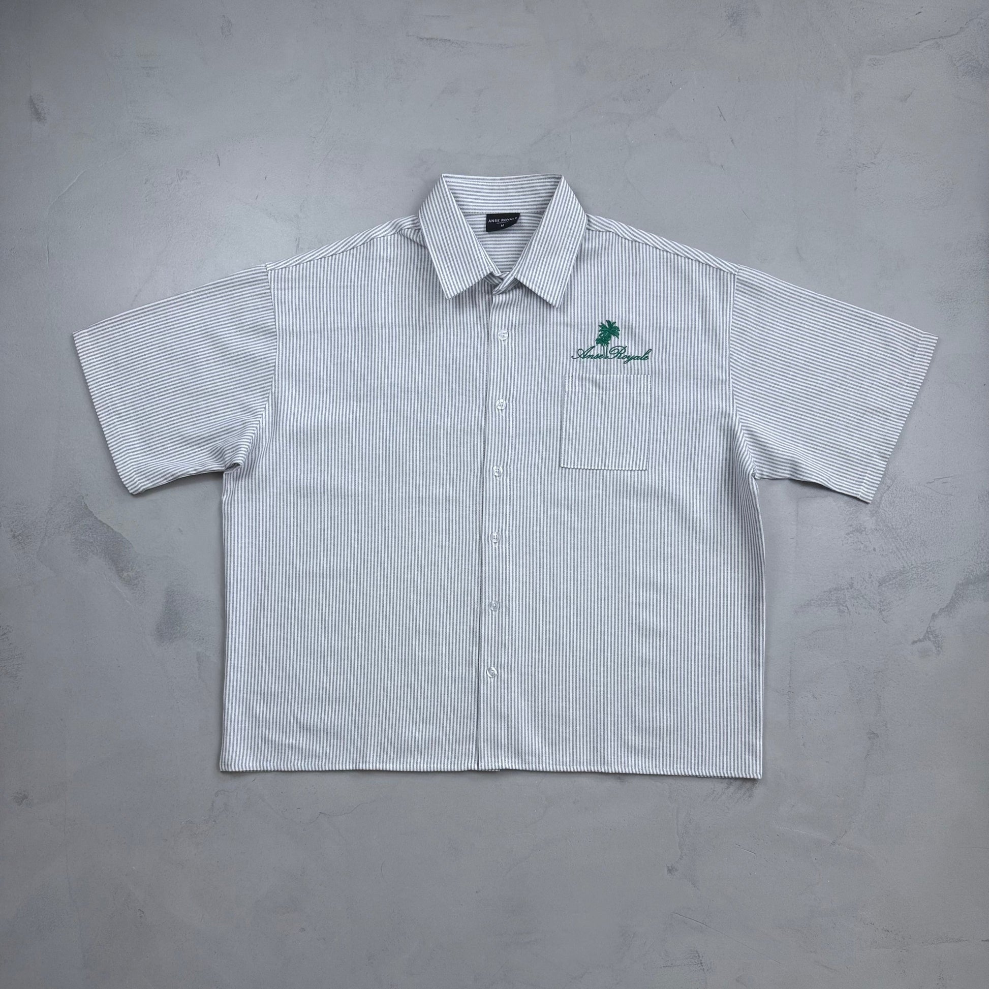 Duo Stripe Untethered Soul - White with Forrest Green Embroidery - Premium Shirts & Tops from ANSE ROYALE - Shop now at ANSE ROYALE