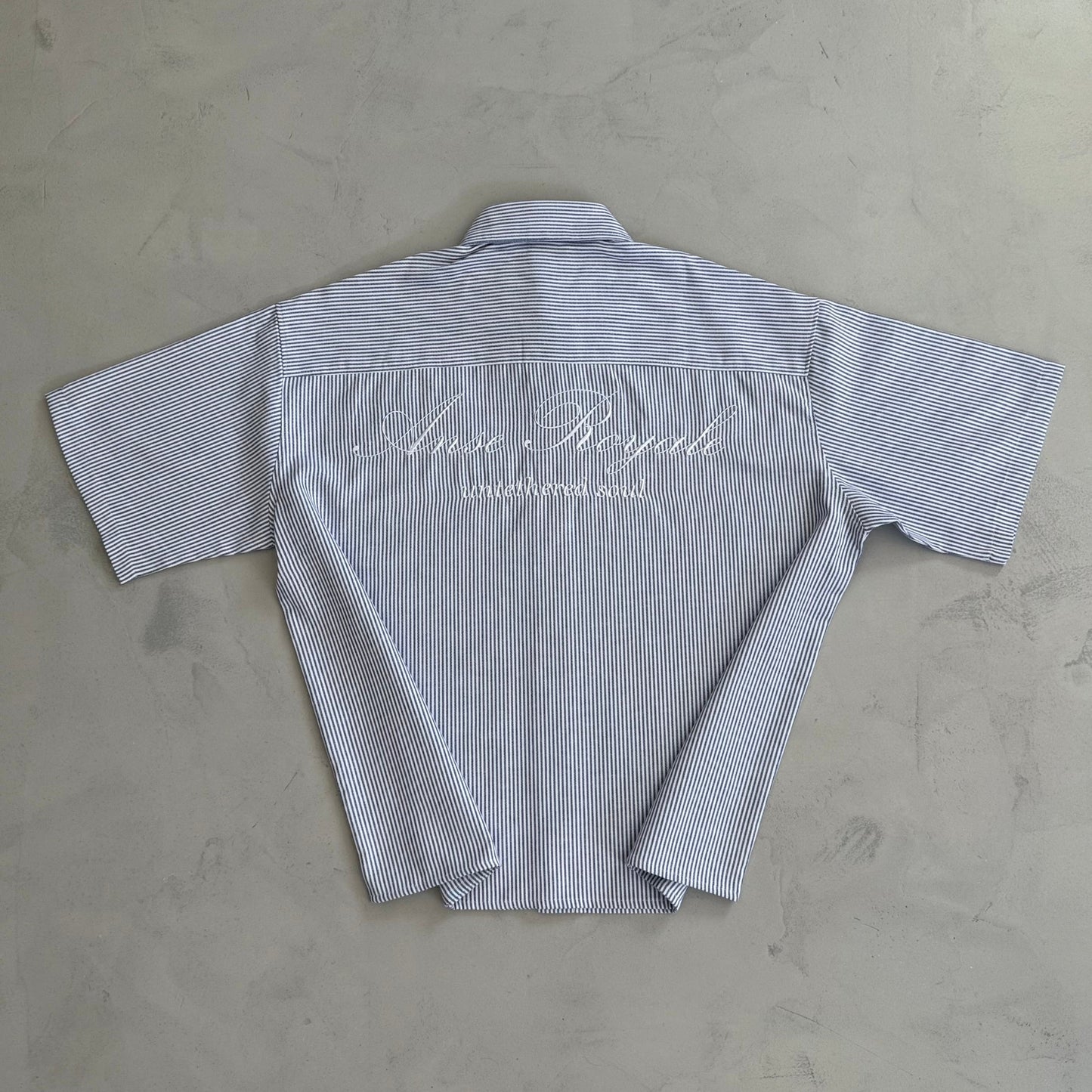 Duo Stripe Untethered Soul - Blue with White Embroidery - Premium Shirts & Tops from ANSE ROYALE - Shop now at ANSE ROYALE