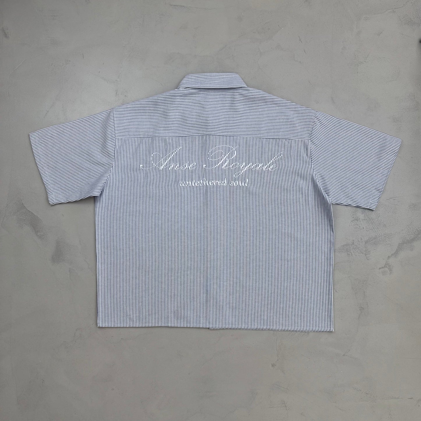 Duo Stripe Untethered Soul - Blue with White Embroidery - Premium Shirts & Tops from ANSE ROYALE - Shop now at ANSE ROYALE