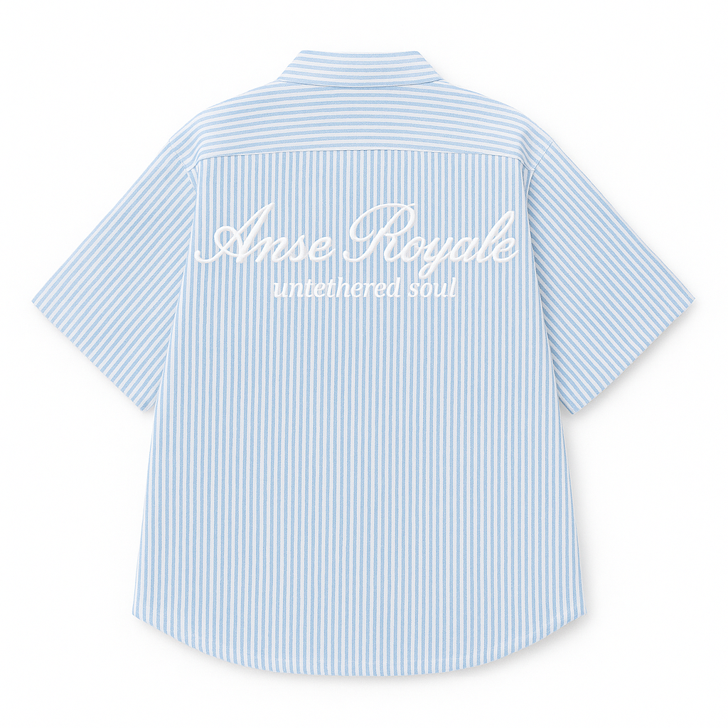 Duo Stripe Untethered Soul - Light Blue with White Embroidery - Premium Shirts & Tops from ANSE ROYALE - Just $0! Shop now at ANSE ROYALE