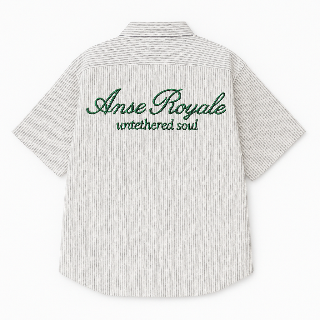 Duo Stripe Untethered Soul - White with Forrest Green Embroidery - Premium Shirts & Tops from ANSE ROYALE - Just $0! Shop now at ANSE ROYALE