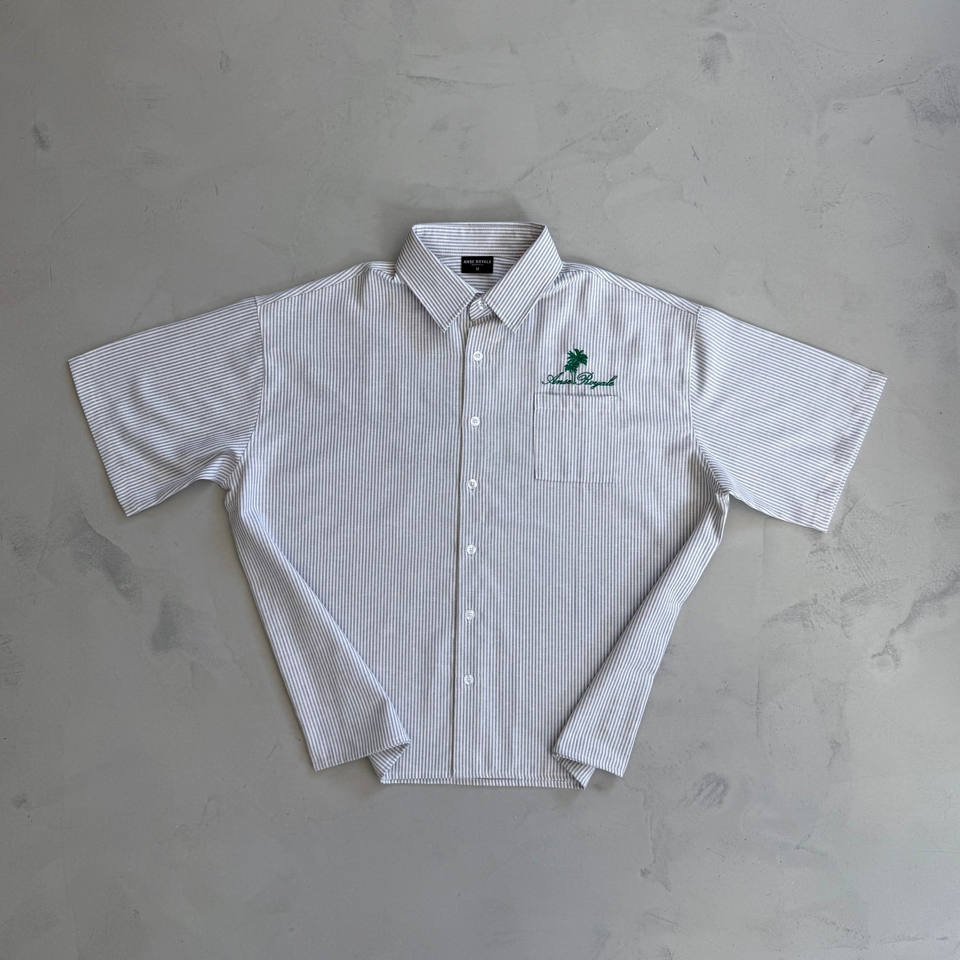Duo Stripe Untethered Soul - White with Forrest Green Embroidery - Premium Shirts & Tops from ANSE ROYALE - Shop now at ANSE ROYALE