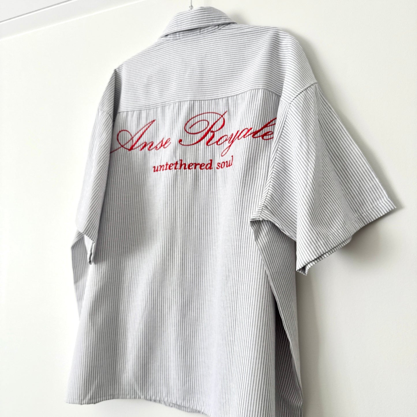 Duo Stripe Untethered Soul - White with Red Embroidery