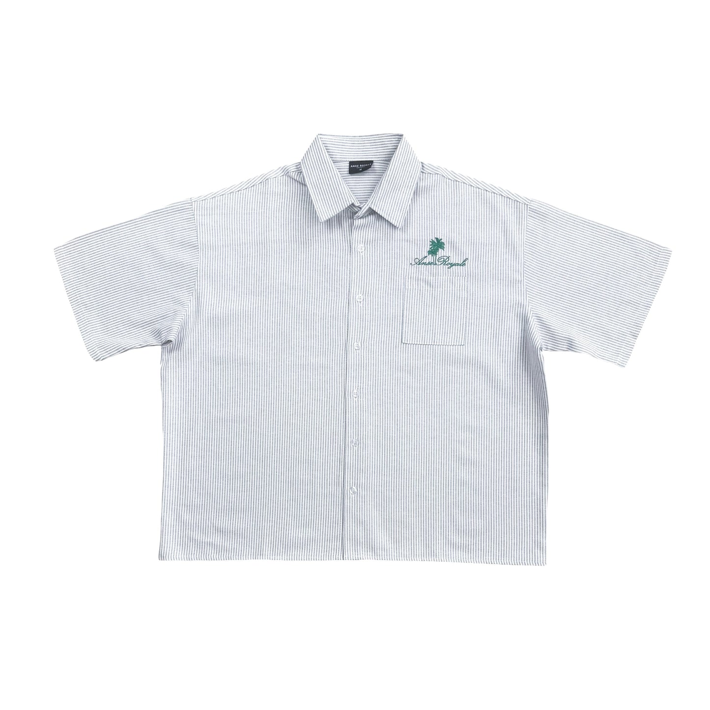 Duo Stripe Untethered Soul - White with Forrest Green Embroidery