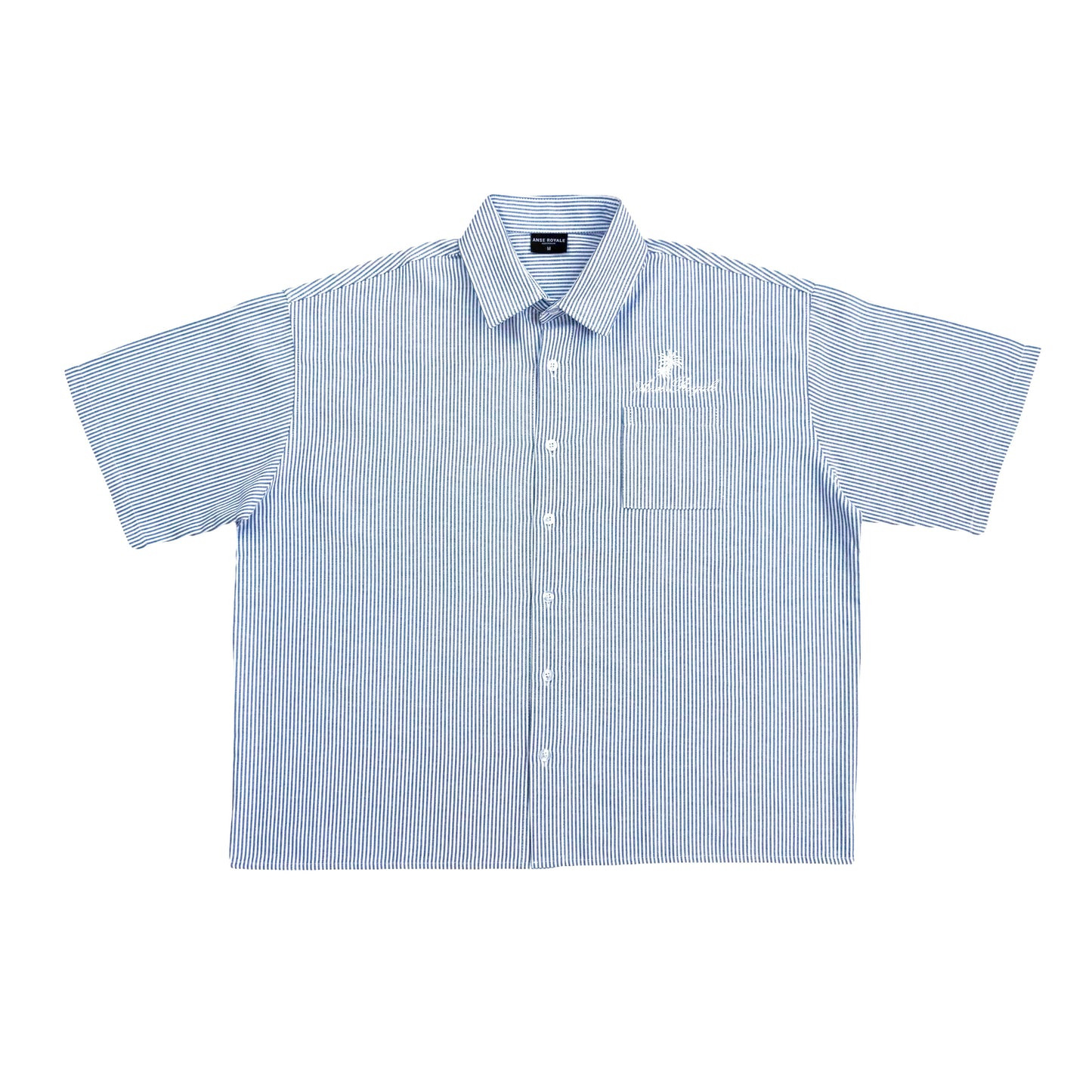 Duo Stripe Untethered Soul - Blue with White Embroidery - Premium Shirts & Tops from ANSE ROYALE - Shop now at ANSE ROYALE