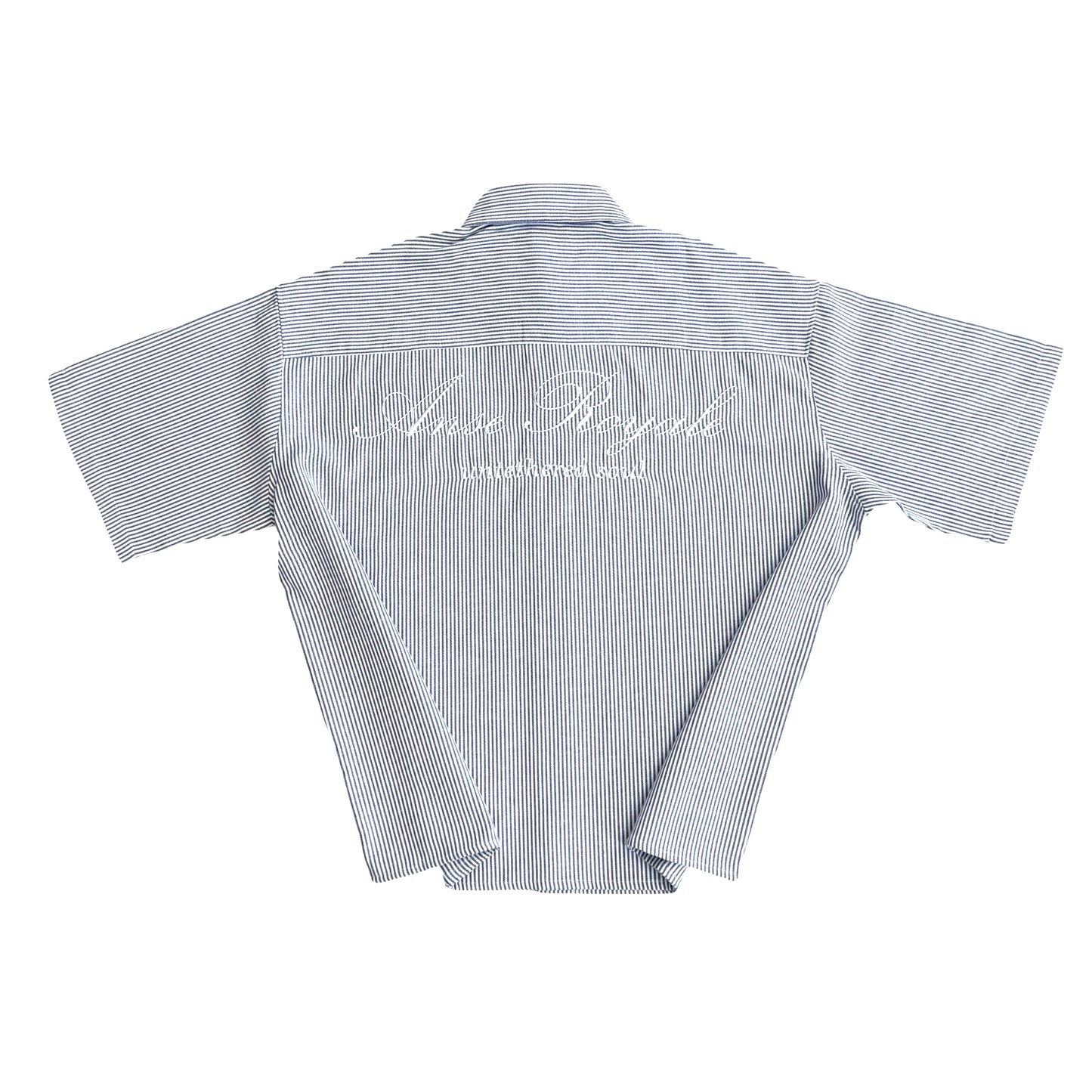 Duo Stripe Untethered Soul - Blue with White Embroidery - Premium Shirts & Tops from ANSE ROYALE - Shop now at ANSE ROYALE