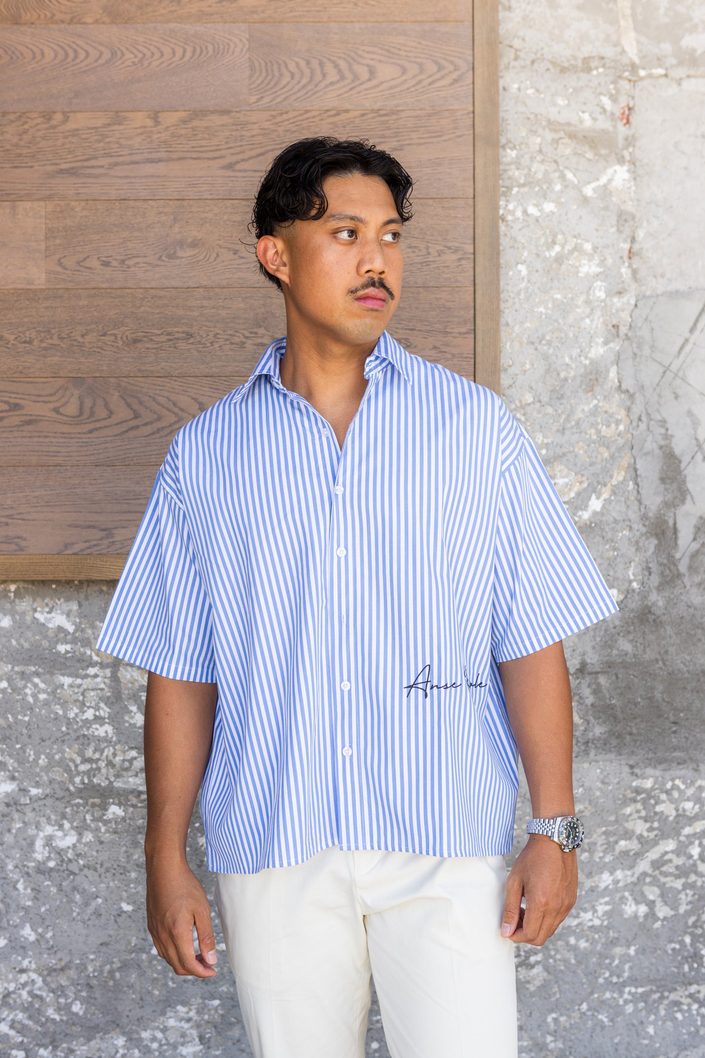 Royale Bay - Pinstripe White/Blue