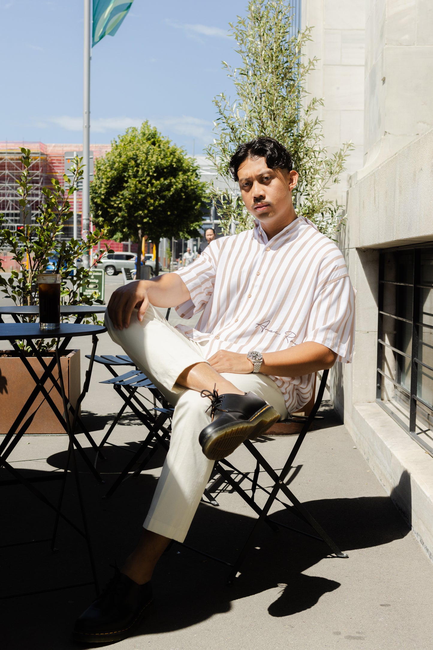 Royale Bay - Pinstripe Lightweight White/Brown