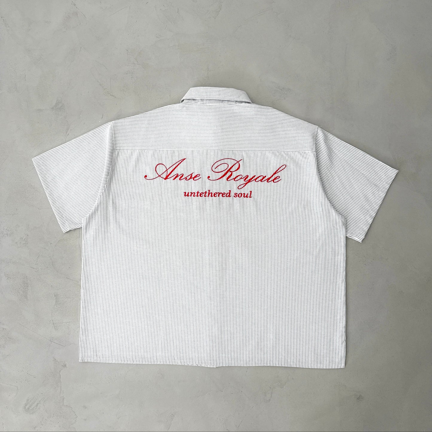 Duo Stripe Untethered Soul - White with Red Embroidery