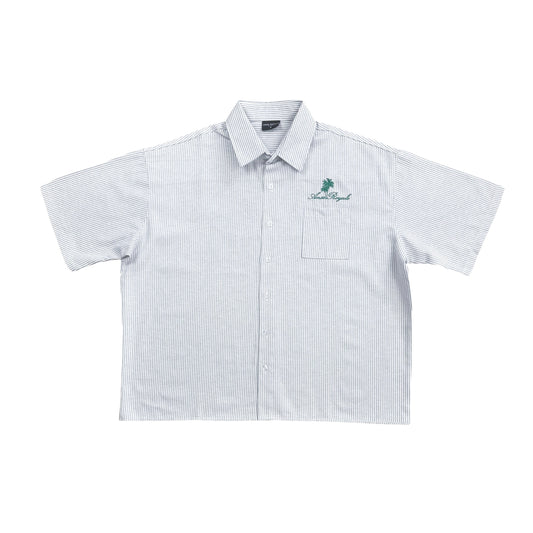 Duo Stripe Untethered Soul - White with Forrest Green Embroidery