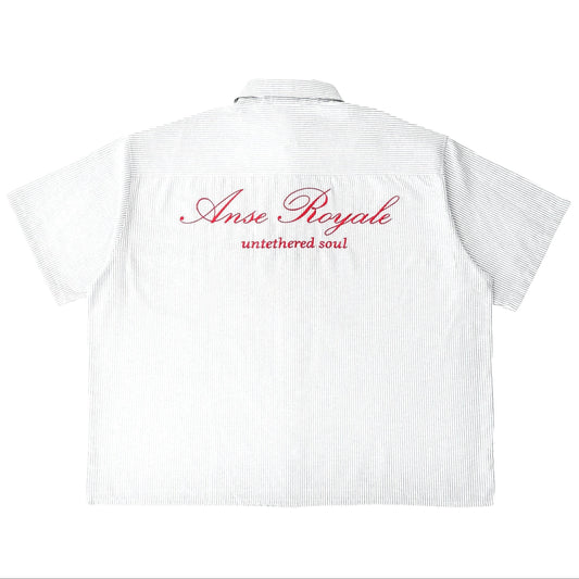 Duo Stripe Untethered Soul - White with Red Embroidery