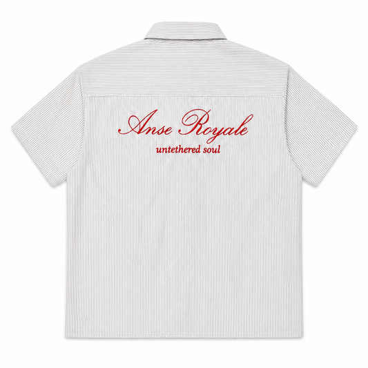 Duo Stripe Untethered Soul - White with Red Embroidery