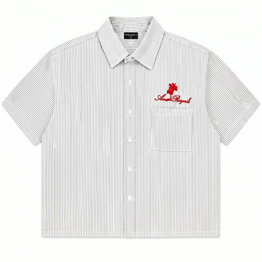 Duo Stripe Untethered Soul - White with Red Embroidery