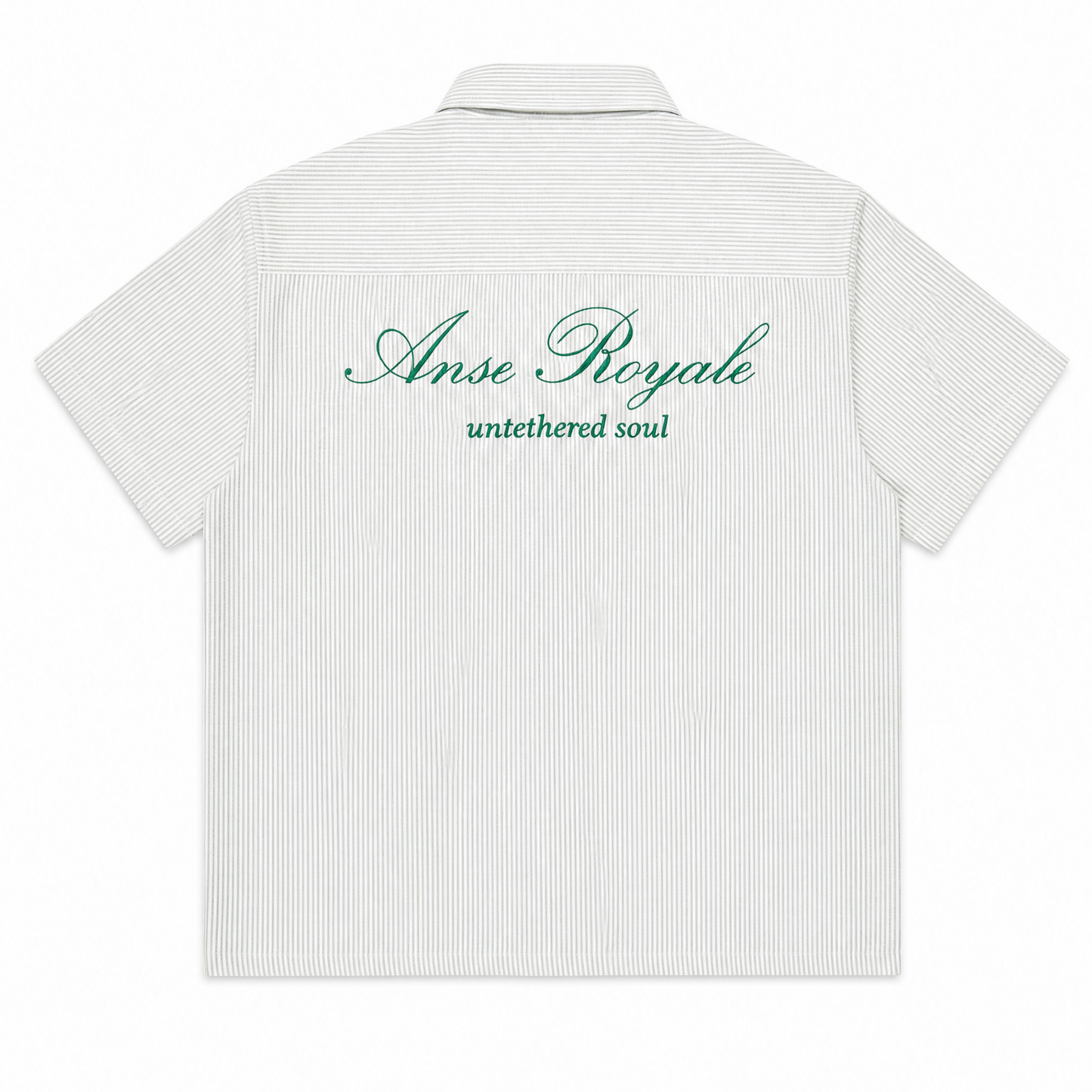Duo Stripe Untethered Soul - White with Forrest Green Embroidery