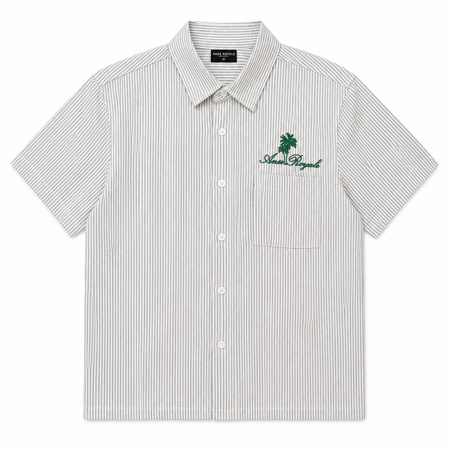 Duo Stripe Untethered Soul - White with Forrest Green Embroidery