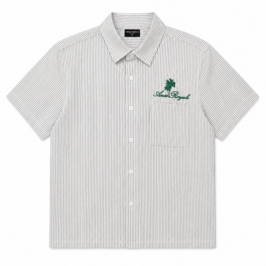 Duo Stripe Untethered Soul - White with Forrest Green Embroidery