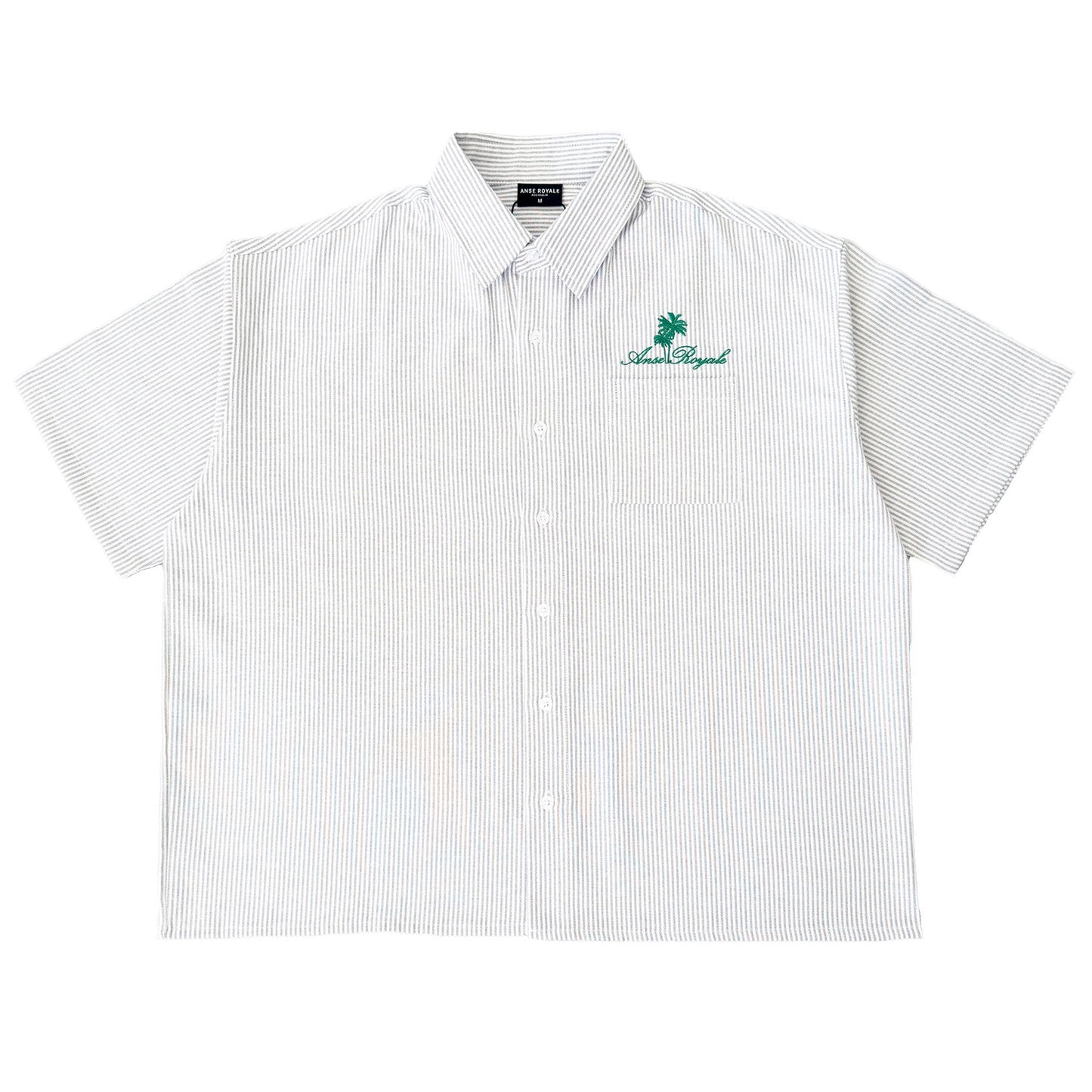 Duo Stripe Untethered Soul - White with Forrest Green Embroidery