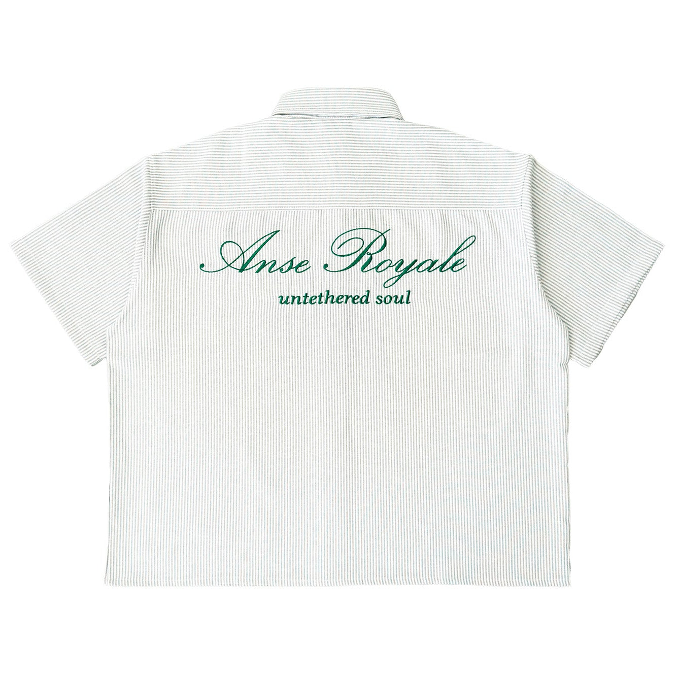 Duo Stripe Untethered Soul - White with Forrest Green Embroidery